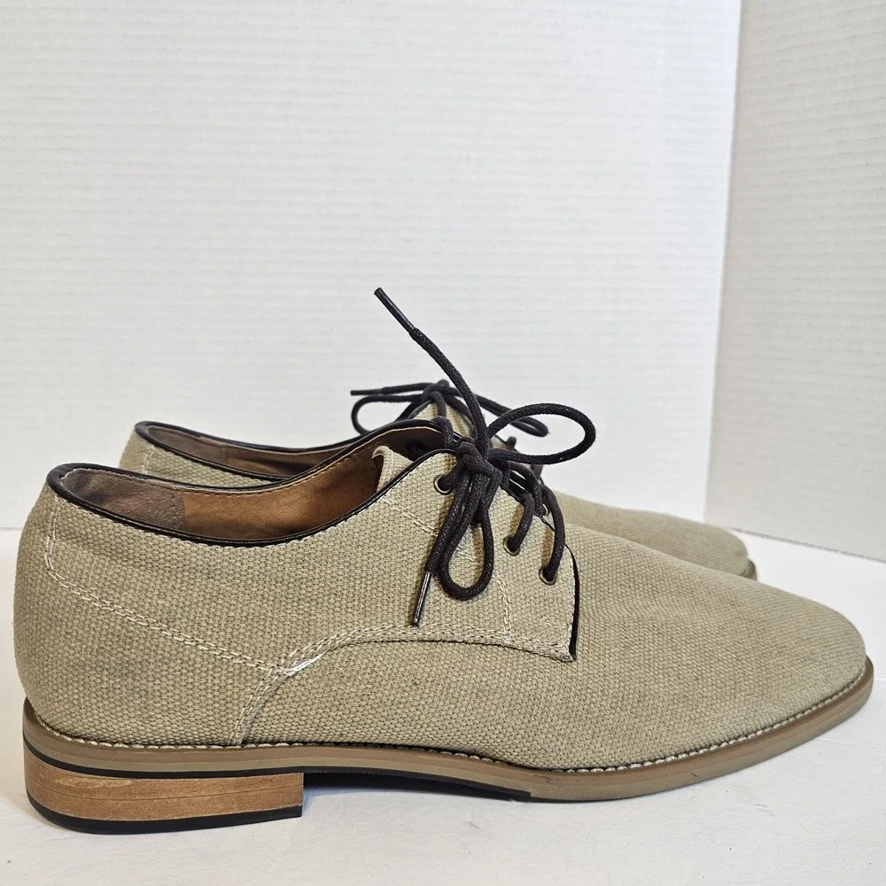 Giorgio Brutini Mens Oxford Shoes size 10 M Beige Canvas Lace Up‎ Plain Toe